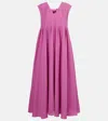 S Max Mara Piega Ramie And Cotton Pleated Maxi Dress In Pink
