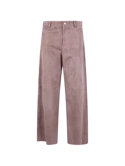 's Max Mara Suede Leather Trousers In Brown
