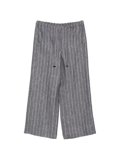 's Max Mara Cresta Pinstripe Linen Wide-leg Pants In Blue