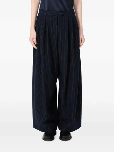 S Max Mara Pinstripe-pattern Pleated Trousers In Blue