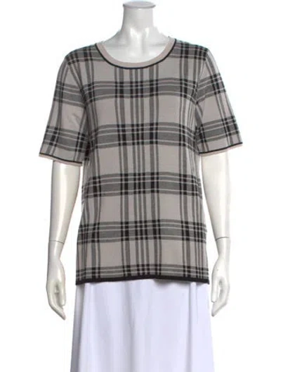 Pre-owned S Max Mara Plaid Print Crew Neck Sweater In Multicolor