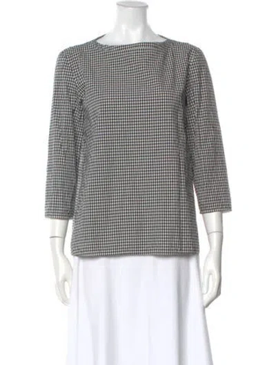 Pre-owned 's Max Mara Plaid Print Crew Neck Top In Black/white