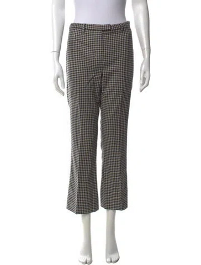 Pre-owned 's Max Mara Plaid Print Flared Pants In Brown