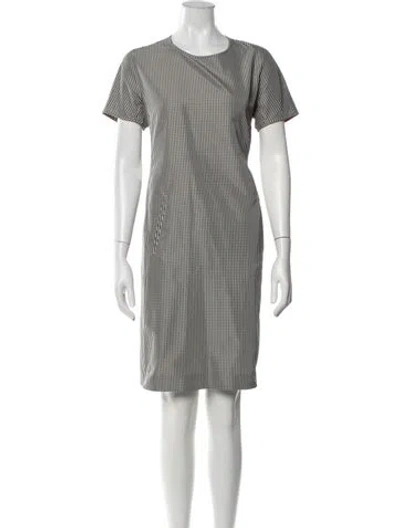 Pre-owned S Max Mara Plaid Print Knee-length Dress In Grey/white