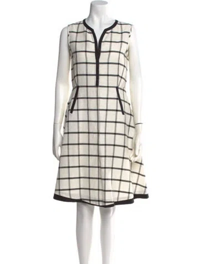 Pre-owned S Max Mara Plaid Print Knee-length Dress In Neutrals