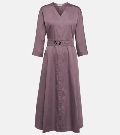 's Max Mara Pleated Cotton Midi Dress In Purple