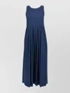 S Max Mara Pleated Dress Long Round Neckline