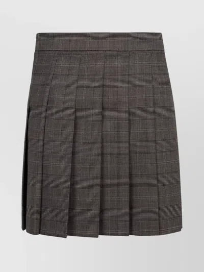 's Max Mara Pleated High-waisted Mini Skirt With Checked Pattern In Gray