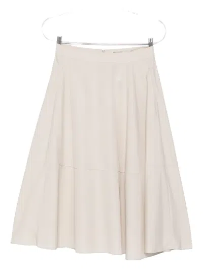 S Max Mara Pleated Midi Skirt In White