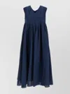 's Max Mara Pleated V-neckline Midi Dress Bow Detail