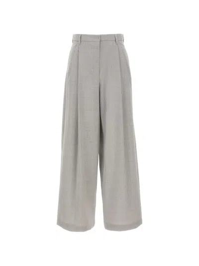 S Max Mara Pleated Wide-leg Trousers In Gray