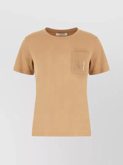 S Max Mara Pocket Crew Neck Short Sleeve Top In Brown