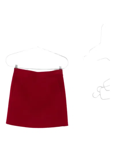 S Max Mara Pocket Wool Skirt In Red