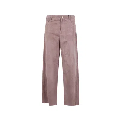 's Max Mara Pocketed Leather Straight Trousers In Brown
