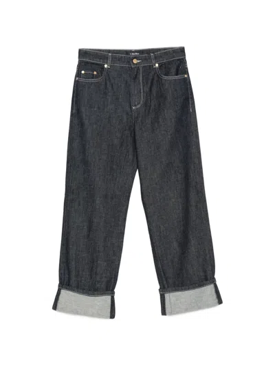 S Max Mara Smmpoggio Denim Trouser Navy In Blue