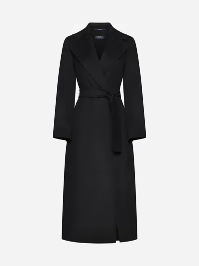 's Max Mara Poldo Belted Wool Coat In Black