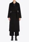 S Max Mara Esturia Belted Double Wool Long Coat In Black