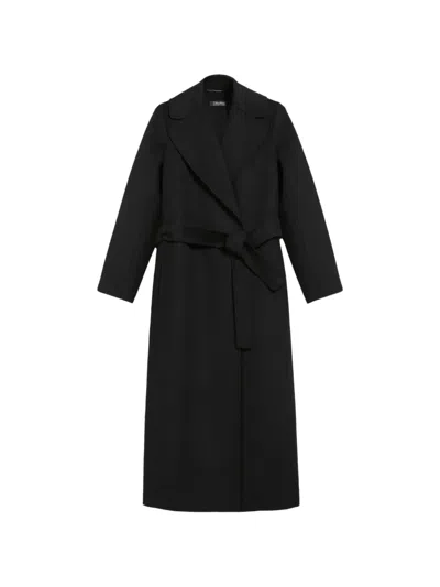 S Max Mara Poldo Belted Wrap Coat In Black