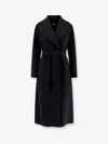 S Max Mara Esturia Belted Double Wool Long Coat In Black