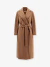 S Max Mara Poldo Wool Belted Coat In Brown