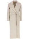 S Max Mara Poldo Wool Coat Lapel Collar In Neutral