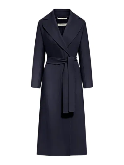 S Max Mara Poldo Dressing Gown Coat In Wool Drap In Blue