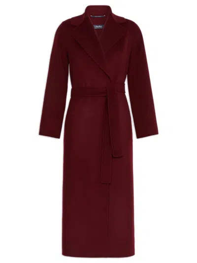 S Max Mara Poldo Dressing Gown Coat In Wool Drap In Burgundy