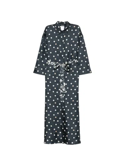 's Max Mara Polka Dot Long-sleeved Dress In Black