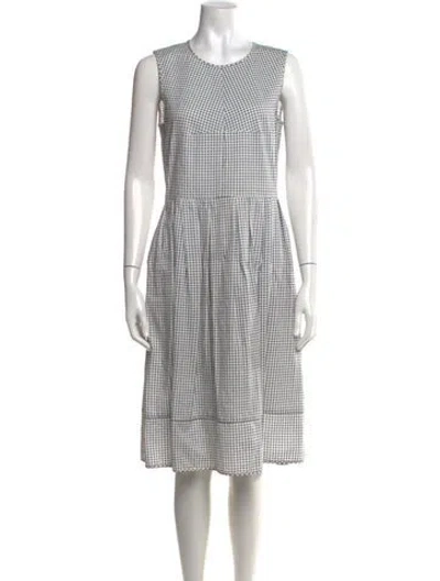Pre-owned 's Max Mara Polka Dot Print Midi Length Dress In White