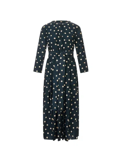 's Max Mara Polka-dot Belted Dress In Black