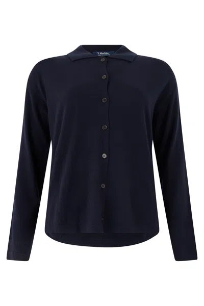 S Max Mara Polo Sweater With Buttons In Blue