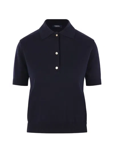 S Max Mara Pomposa Knit Polo Shirt In Blue