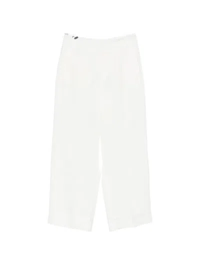 S Max Mara Pressed-crease Turned-up Trousers In White