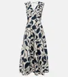 's Max Mara Printed Cotton Poplin Midi Dress In Blue