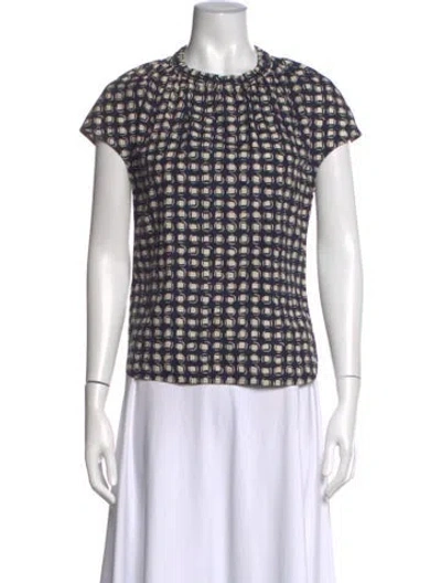 Pre-owned S Max Mara Printed Crew Neck Top In Black