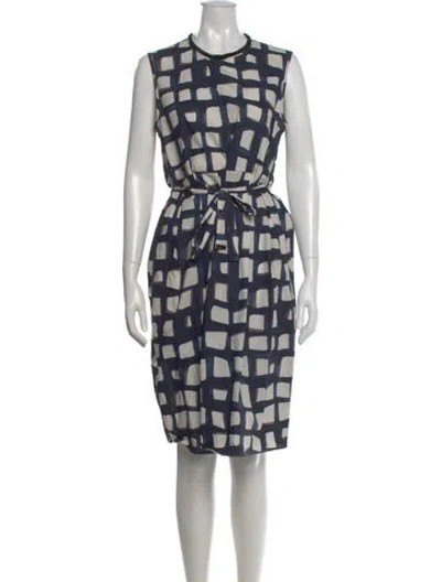 Pre-owned 's Max Mara Printed Knee-length Dress In Blue