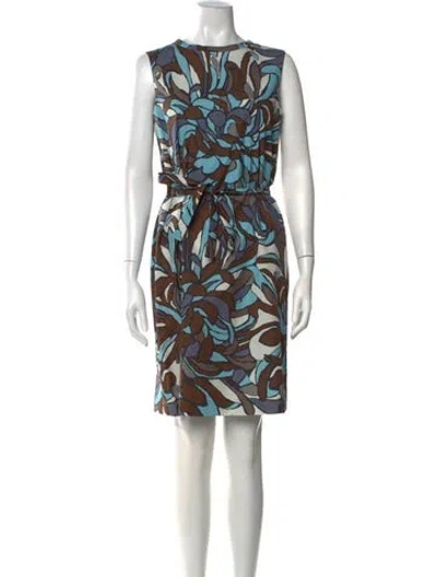 Pre-owned S Max Mara Printed Knee-length Dress In Blue