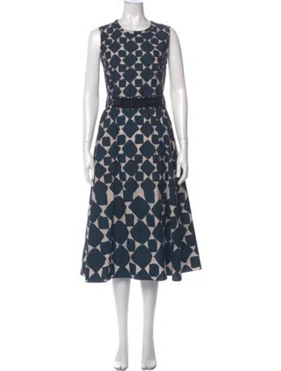 Pre-owned 's Max Mara Printed Long Dress In Blue