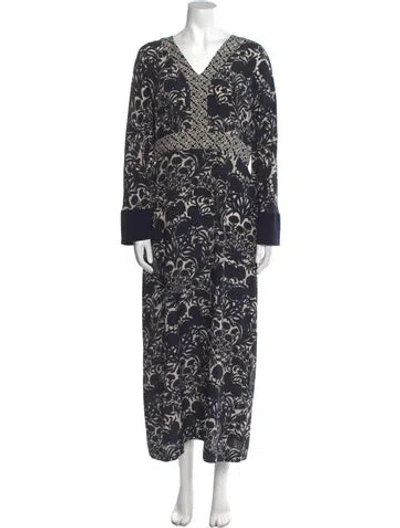 Pre-owned 's Max Mara Printed Long Dress In Blue