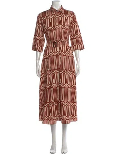 Pre-owned 's Max Mara Printed Long Dress In Brown