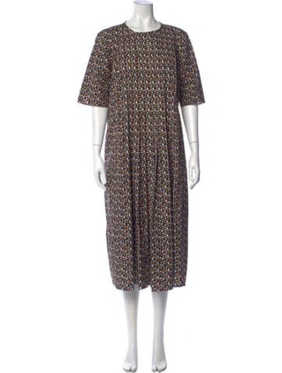 Pre-owned S Max Mara Printed Long Dress In Brown