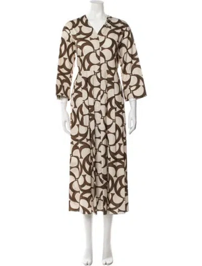Pre-owned S Max Mara Printed Long Dress In Brown