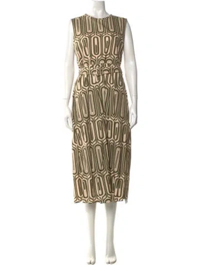 Pre-owned S Max Mara Printed Long Dress In Green