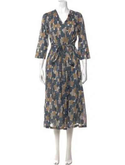 Pre-owned S Max Mara Printed Long Dress In Neutrals