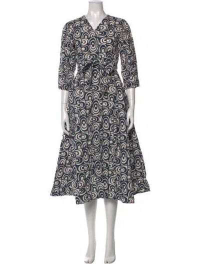 Pre-owned S Max Mara Printed Long Dress In Neutrals
