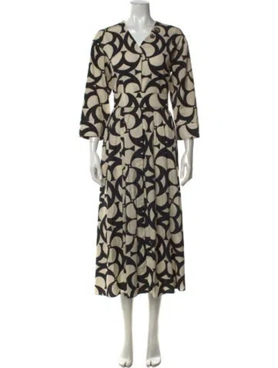 Pre-owned S Max Mara Printed Long Dress In Neutrals