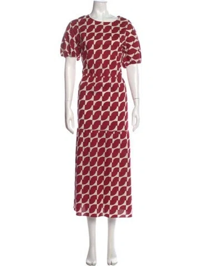 Pre-owned 's Max Mara Printed Long Dress In Red
