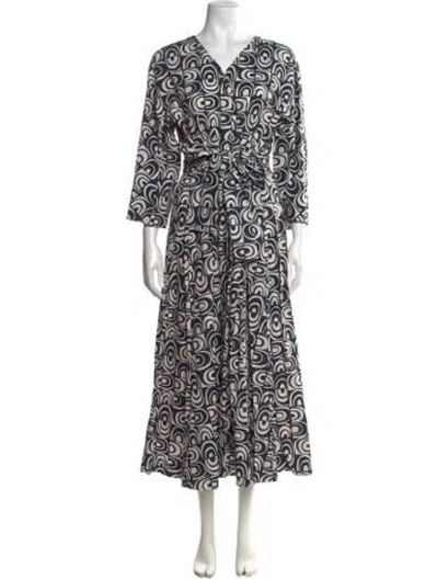 Pre-owned S Max Mara Printed Long Dress W/ Tags In Neutrals