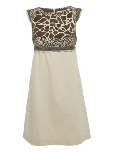 Pre-owned 's Max Mara Printed Midi Dress In Grey