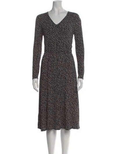 Pre-owned S Max Mara Printed Midi Length Dress In Black